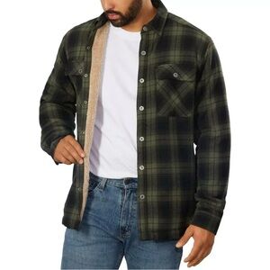 Grizzly Mountain Men's Flannel Plaid Shirt Jacket, Green Size XL